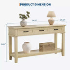 54 Farmhouse Console Table with 3 Drawers & Shelves  Entryway, Sofa, Living Room Storage Table