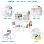 GDLF Kids Desk and Chair Set Adjustable Study Computer Desk Grow with Your Children Media Desk with Whiteboard for 5-12 Years Old