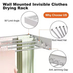 Séchoir à linge, étendoir mural pliable en alliage, rétractable, pour gain de place