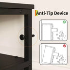 Commode longue de 63 po avec 12 tiroirs, meuble TV pour téléviseurs de 55/65/70 po, meuble TV commode en tissu pour chambre à coucher et salon, commode avec étagères ouvertes