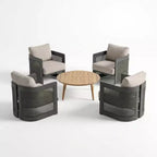 Christopher Knight Home Mah Modern 5 Piece Patio Aluminum Seating Set with Acacia Wood Slatted Round Coffee Table