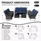 UPTIOT Premium Outdoor Lounge Set with Sofa, Swivel Chairs, and Ottoman for Ultimate Comfort and Style
