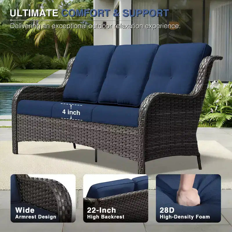 UPTIOT Premium Outdoor Lounge Set with Sofa, Swivel Chairs, and Ottoman for Ultimate Comfort and Style