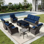 UPTIOT Premium Outdoor Lounge Set with Sofa, Swivel Chairs, and Ottoman for Ultimate Comfort and Style