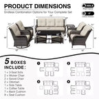 UPTIOT Premium Outdoor Lounge Set with Sofa, Swivel Chairs, and Ottoman for Ultimate Comfort and Style