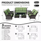 UPTIOT Premium Outdoor Lounge Set with Sofa, Swivel Chairs, and Ottoman for Ultimate Comfort and Style