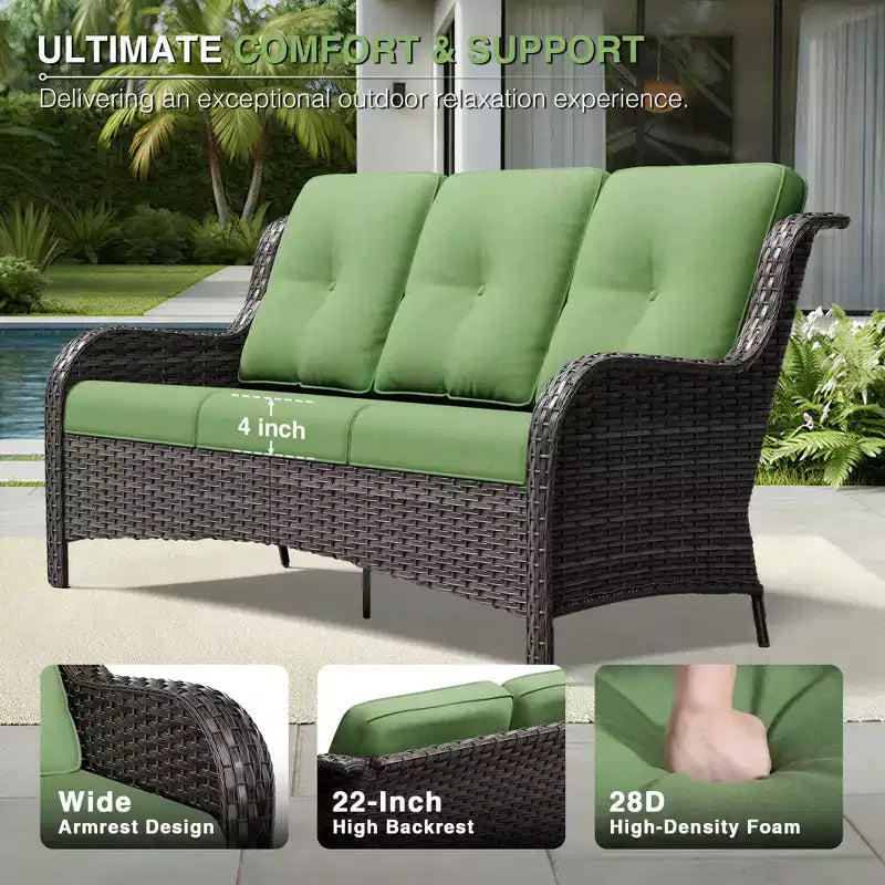 UPTIOT Premium Outdoor Lounge Set with Sofa, Swivel Chairs, and Ottoman for Ultimate Comfort and Style