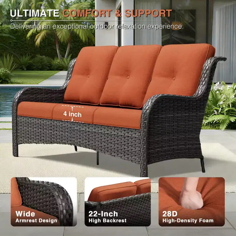 UPTIOT Premium Outdoor Lounge Set with Sofa, Swivel Chairs, and Ottoman for Ultimate Comfort and Style