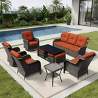UPTIOT Premium Outdoor Lounge Set with Sofa, Swivel Chairs, and Ottoman for Ultimate Comfort and Style