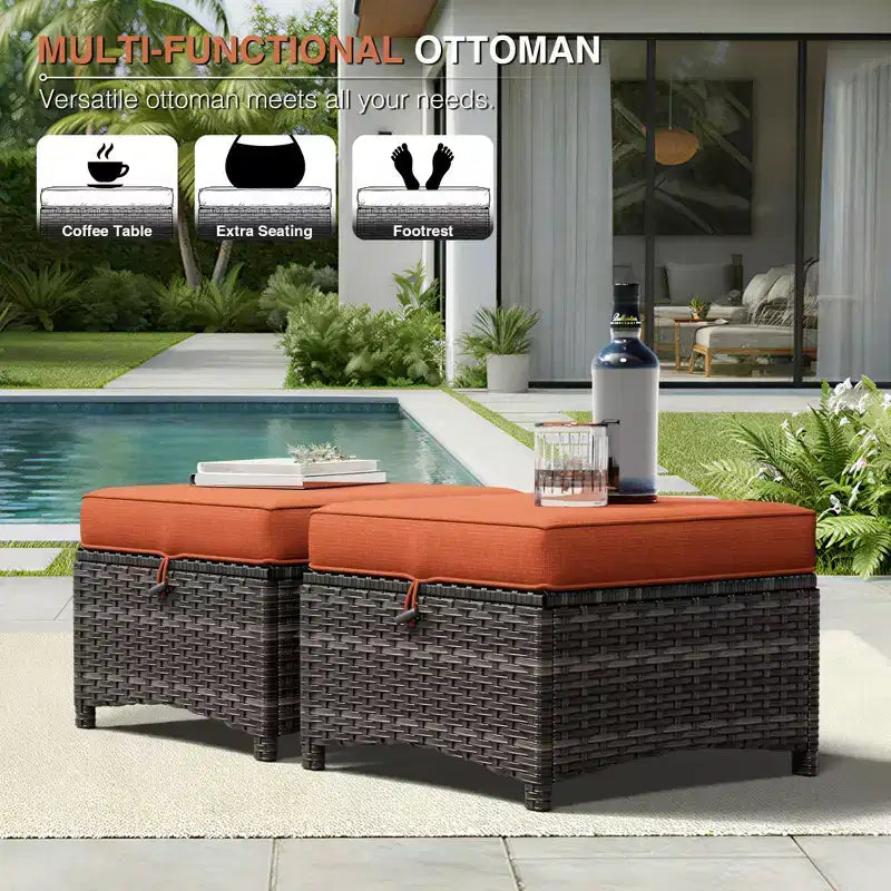 UPTIOT Premium Outdoor Lounge Set with Sofa, Swivel Chairs, and Ottoman for Ultimate Comfort and Style