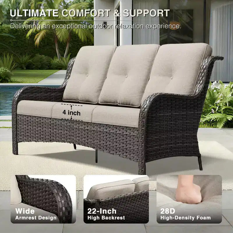 UPTIOT Premium Outdoor Lounge Set with Sofa, Swivel Chairs, and Ottoman for Ultimate Comfort and Style
