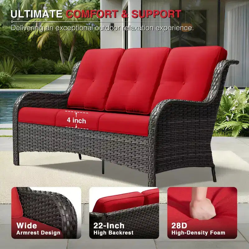 UPTIOT Premium Outdoor Lounge Set with Sofa, Swivel Chairs, and Ottoman for Ultimate Comfort and Style