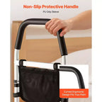 VEVOR Bed Rail for Elderly, Bedside Assist Rails with PU Handrail,Adjustable Height Pipe Bedside Cane,High-Strength Carbon Steel Bed Bars,Black+White