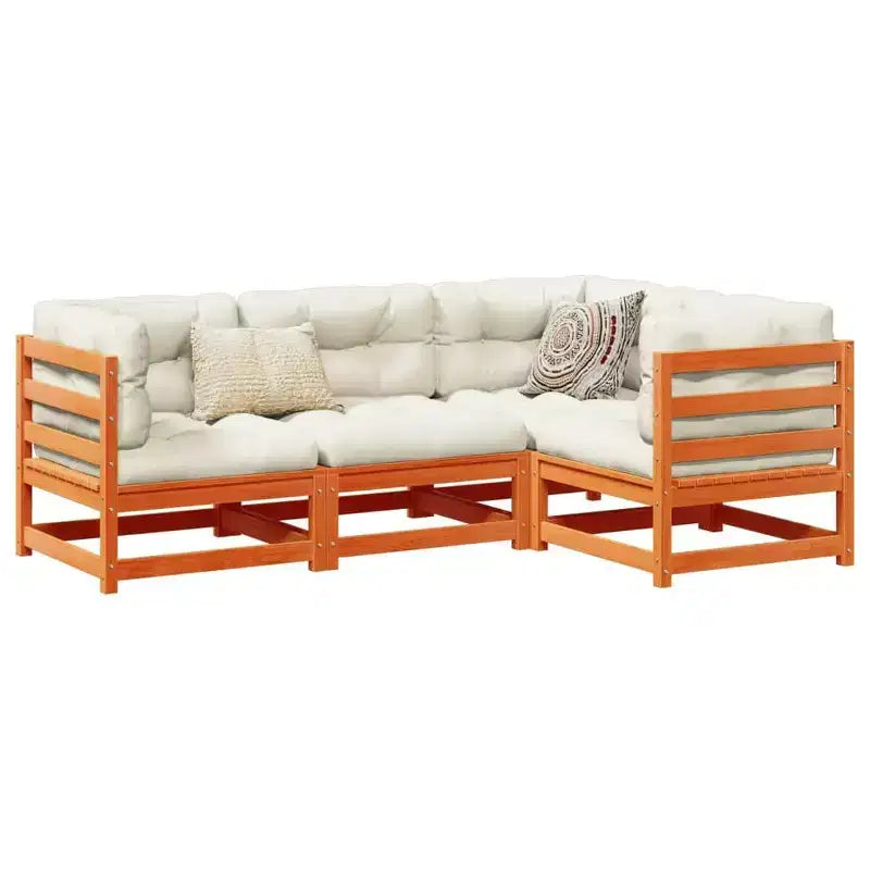 vidaXL Salon de jardin en bois rustique avec coussins