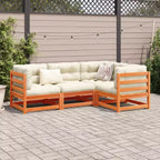 vidaXL Salon de jardin en bois rustique avec coussins