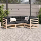 vidaXL Salon de jardin en bois rustique avec coussins