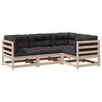 vidaXL Salon de jardin en bois rustique avec coussins