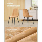 VASAGLE Chaises de Salle à Manger, Chaises de Cuisine, Pieds Réglables, Tissu Chenille, Similicuir Aspect Glacé, Marron Caramel
