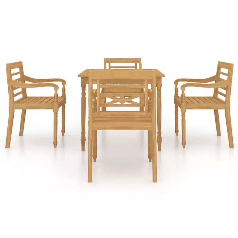 vidaXL 5 Piece Patio Dining Set Solid Teak Wood