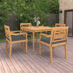 vidaXL 5 Piece Patio Dining Set Solid Teak Wood