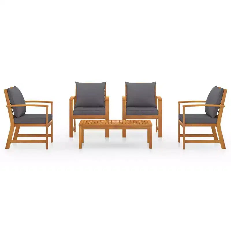 vidaXL Garden Lounge Set Grey Solid Acacia Wood, 100% Polyester Standard
