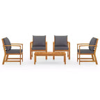 vidaXL Garden Lounge Set Grey Solid Acacia Wood, 100% Polyester Standard