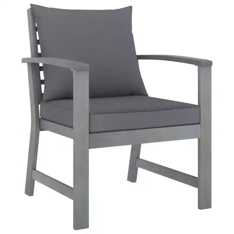 vidaXL Garden Lounge Set Grey Solid Acacia Wood, 100% Polyester Standard