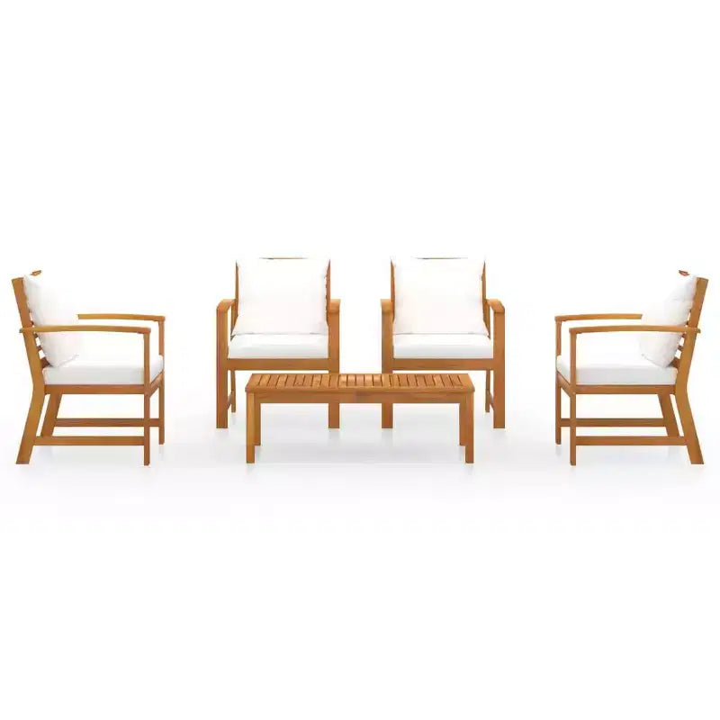 vidaXL Garden Lounge Set Grey Solid Acacia Wood, 100% Polyester Standard