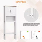 Étagère de toilettes de 60 cm de large avec meuble de rangement au-dessus des toilettes, organisateur d'étagères de salle de bain avec dispositif anti-basculement, meuble autonome peu encombrant