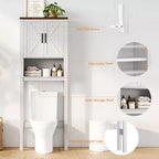 Étagère de toilettes de 60 cm de large avec meuble de rangement au-dessus des toilettes, organisateur d'étagères de salle de bain avec dispositif anti-basculement, meuble autonome peu encombrant