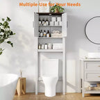 Étagère de toilettes de 60 cm de large avec meuble de rangement au-dessus des toilettes, organisateur d'étagères de salle de bain avec dispositif anti-basculement, meuble autonome peu encombrant