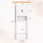 Étagère de toilettes de 60 cm de large avec meuble de rangement au-dessus des toilettes, organisateur d'étagères de salle de bain avec dispositif anti-basculement, meuble autonome peu encombrant