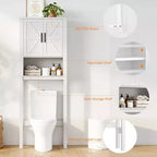Étagère de toilettes de 60 cm de large avec meuble de rangement au-dessus des toilettes, organisateur d'étagères de salle de bain avec dispositif anti-basculement, meuble autonome peu encombrant