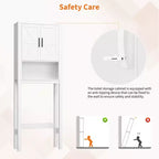 Étagère de toilettes de 60 cm de large avec meuble de rangement au-dessus des toilettes, organisateur d'étagères de salle de bain avec dispositif anti-basculement, meuble autonome peu encombrant