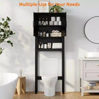 Étagère de toilettes de 60 cm de large avec meuble de rangement au-dessus des toilettes, organisateur d'étagères de salle de bain avec dispositif anti-basculement, meuble autonome peu encombrant
