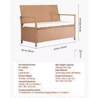 VEVOR Outdoor Storage Bench, 2-Person PE Rattan Storage Bench, 70 Gal Deck Box with Cushion, Supports up to 265 lbs, Brown