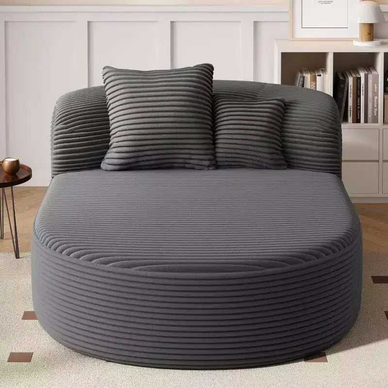 51 Modern Chaise Lounge Sofa Chair, Oversized Corduroy Boneless Sleeper Sofa Bed with 2 Pillows for Living Room or Apartment-Panipeachy