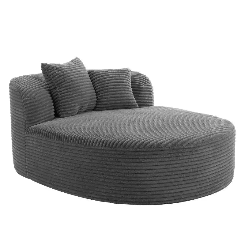51 Modern Chaise Lounge Sofa Chair, Oversized Corduroy Boneless Sleeper Sofa Bed with 2 Pillows for Living Room or Apartment-Panipeachy