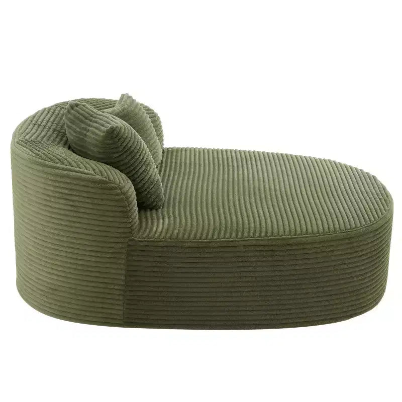 51 Modern Chaise Lounge Sofa Chair, Oversized Corduroy Boneless Sleeper Sofa Bed with 2 Pillows for Living Room or Apartment-Panipeachy