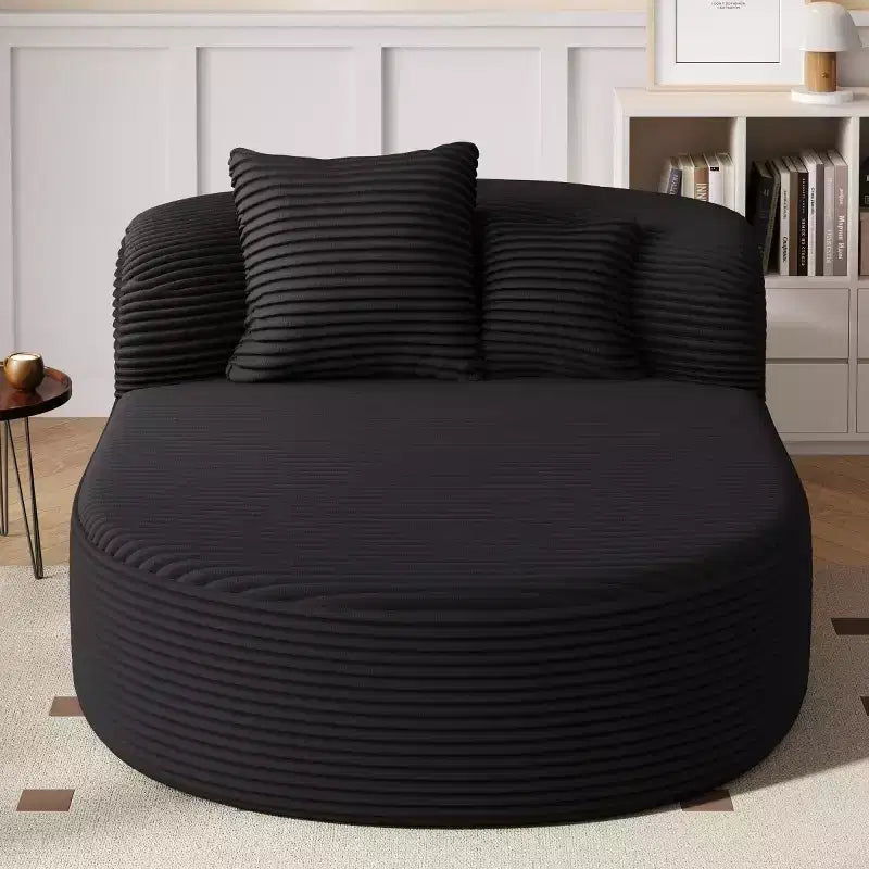 51 Modern Chaise Lounge Sofa Chair, Oversized Corduroy Boneless Sleeper Sofa Bed with 2 Pillows for Living Room or Apartment-Panipeachy