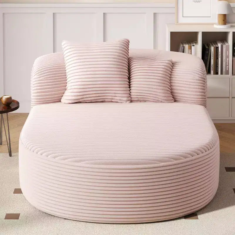 51 Modern Chaise Lounge Sofa Chair, Oversized Corduroy Boneless Sleeper Sofa Bed with 2 Pillows for Living Room or Apartment-Panipeachy