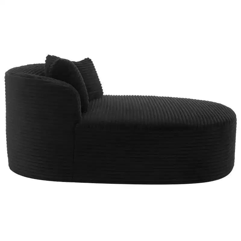 51 Modern Chaise Lounge Sofa Chair, Oversized Corduroy Boneless Sleeper Sofa Bed with 2 Pillows for Living Room or Apartment-Panipeachy