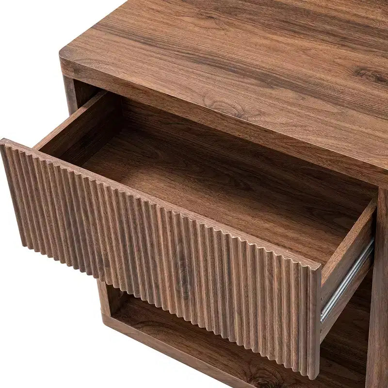 JVNOXK Grande table de chevet encastrable de style médiéval moderne avec tiroir de rangement, adaptée aux chambres et salons, Noyer