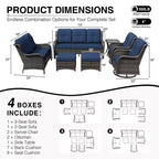 Ensemble de canapés d'extérieur UPTIOT Premium avec fauteuils pivotants et poufs multifonctionnels