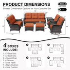 Ensemble de canapés d'extérieur UPTIOT Premium avec fauteuils pivotants et poufs multifonctionnels