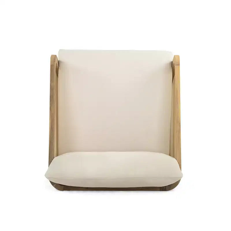 Whisen 1 Piece Outdoor Acacia Wood Club Chair, Patio Lounge Chair with Cushions