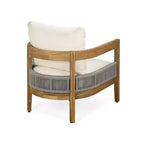 Whisen, ensemble fauteuil club et table d'appoint d'extérieur en bois d'acacia, fauteuil de jardin avec coussins – Beige