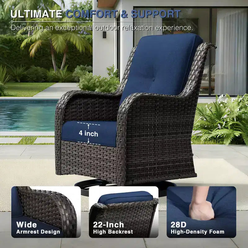 UPTIOT Premium 2-Seat Outdoor Sofa Set with Swivel Chairs & Multi-Functional Ottomans