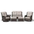 UPTIOT Premium 2-Seat Outdoor Sofa Set with Swivel Chairs & Multi-Functional Ottomans