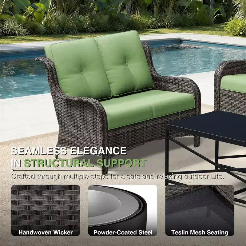 UPTIOT Premium 2-Seat Outdoor Sofa Set with Swivel Chairs & Multi-Functional Ottomans